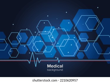 medical background with honeycombs and pulse illustration