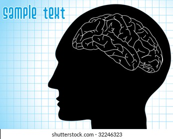 medical background with human brain, vector illustration