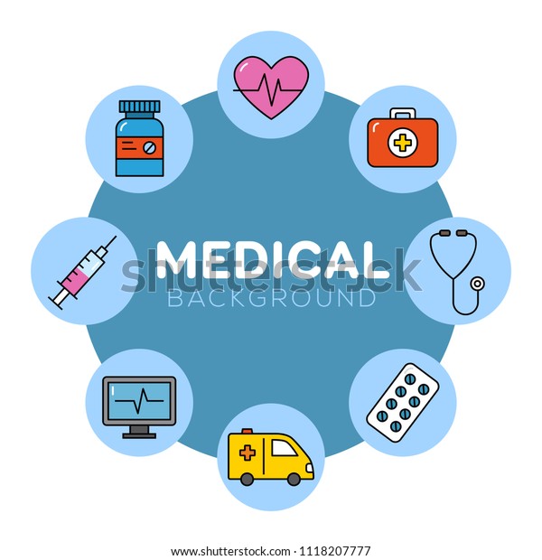 Medical background with icons - can illustrate\
healthcare or any medical\
topics.
