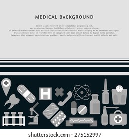 Medical background with icons on it. Medicine template.