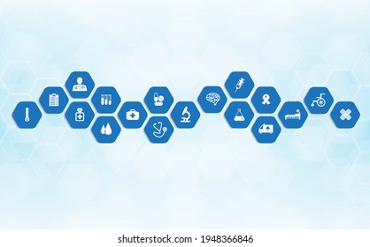 Medical background and icons to treat patients.