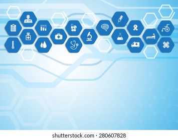 Medical background and icons to treat patients.