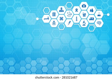 Medical background and icons to treat patients.