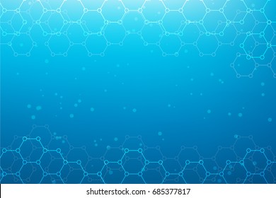 Medical Background with Lines, Dots, Molecules, Figures on Colored Texture.  Concept of Technological and Scientific Illustration.  Vector Template of Health Brochure.