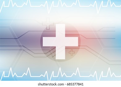 Medical Background with Lines, Dots, Molecules, Figures on Colored Texture.  Concept of Technological and Scientific Illustration.  Vector Template of Health Brochure.