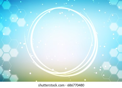 Medical Background with Lines, Dots, Molecules, Figures on Colored Texture.  Concept of Technological and Scientific Illustration.  Vector Template of Health Brochure.