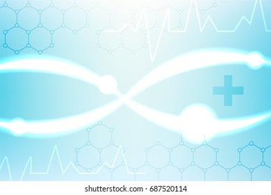 Medical Background with Lines, Dots, Molecules, Figures on Colored Texture. Technological and Scientific Illustration.  