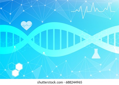 Medical Background with Lines, Dots, Molecules, Figures on Colored Texture.  Concept of Technological and Scientific Illustration.  Vector Template of Health Brochure.