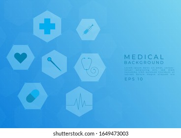 Fondo médico diseño de hexágono geométrico moderno color azul brillante.ilustración vectorial.
