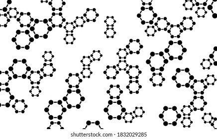 Medical background. Molecule structure and bond pattern. Medicine, science and technology concept. Medical technology and research innovation background template. Isolated black silhouette. Vector