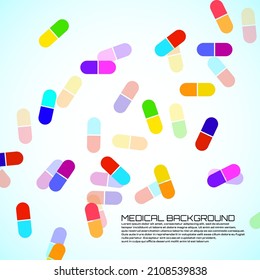 Medical background with pills. Pattern of capsule pills. Vector Illustration