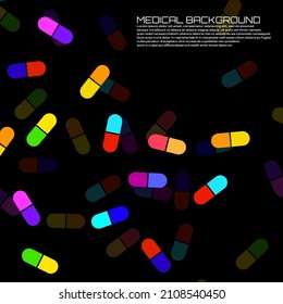 Medical background with pills. Pattern of capsule pills. Vector Illustration