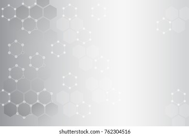 Medical background for poster, website, banner with elements of molecular mesh on gray background