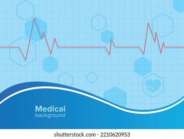 medical background with pulse display and lines 
