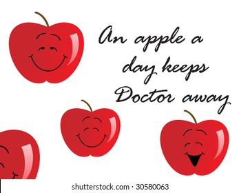 medical background with red apple and slogan for well health