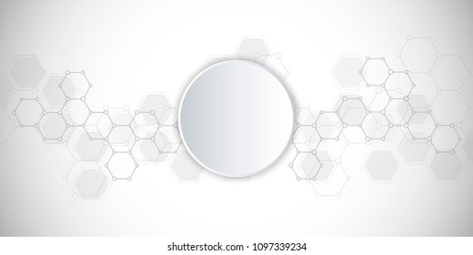 Medical background or science vector design. Molecular structure and chemical compounds. Geometric and polygonal abstract background