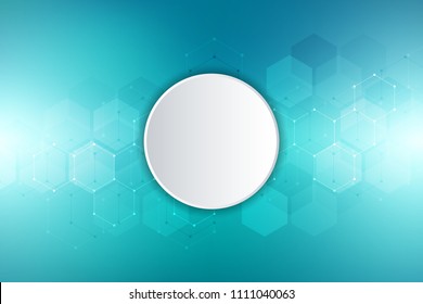 Medical background or science vector design. Molecular structure and chemical compounds. Geometric and polygonal abstract background