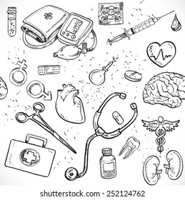Medical background, seamless doodle vector