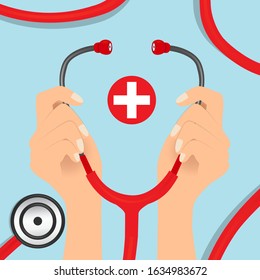 Medical background with stethoscope. Vector Illustration design.