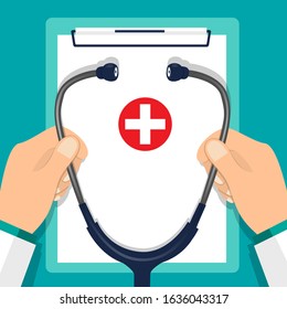 Medical background with stethoscope. Vector Illustration design.