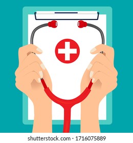 Medical background with stethoscope. Vector Illustration design.