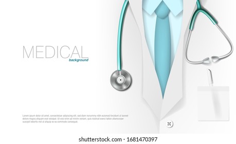 Medical Background Template With Abstract Doctor With Stethoscope. EPS10 Vector