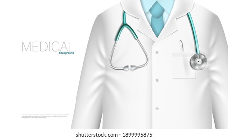 Medical Background Template. Doctor With Stethoscope. EPS10 Vector