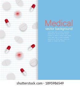 Medical background. Vector illustration. Health care, medical research and icons equipment. Space for text, template.