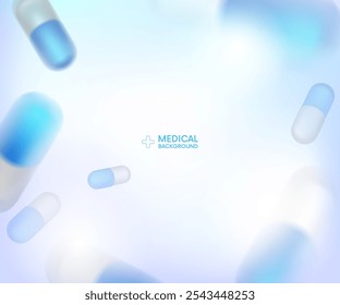 Cápsulas de fundo médico. Analgésicos, antibióticos, vitaminas, aminoácidos, minerais, aditivo bioativo, nutrição esportiva. Ícones de medicamento. 