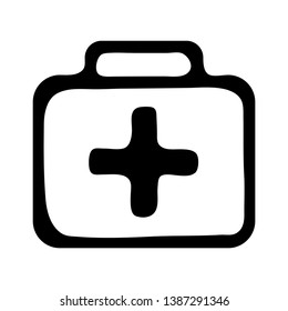 Medical bag doodle icon. Medical box icon.