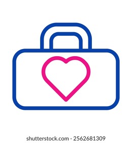 Medical bag icon with heart. Concept of healthcare, first aid, and medicine.