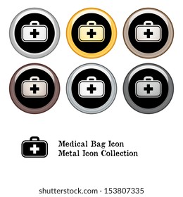Medical Bag Icon Metal Icon Set