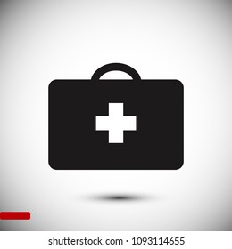 medical bag icon, stock vector illustration flat design style