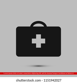 medical bag icon, stock vector illustration flat design style