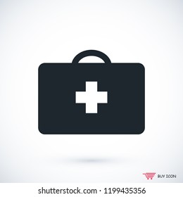 medical bag icon, stock vector illustration flat design style