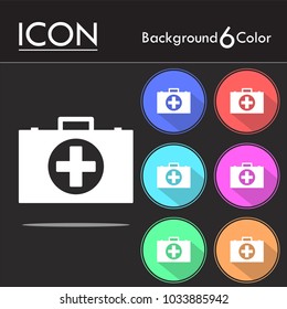 Medical bag icon vector, First aid kit vector isolated on six color background.