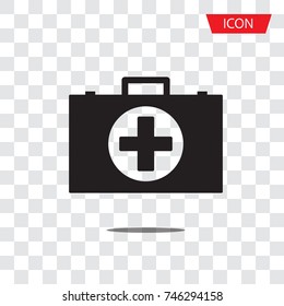 Medical bag icon vector, First aid kit vector isolated on transparent background.