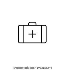 Medical bag line icon, outline vector sign, linear style pictogram isolated on white. First aid kit symbol, logo illustration. Editable stroke. Pixel perfect