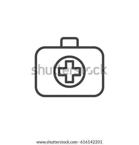 Medical bag line icon, outline vector sign, linear style pictogram isolated on white. First aid kit symbol, logo illustration. Editable stroke. Pixel perfect