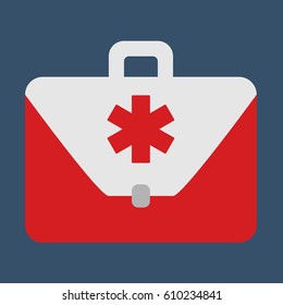 Medical bag. Object flat icon. Vector Illustration