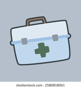 medical bag with outline flat vector design.