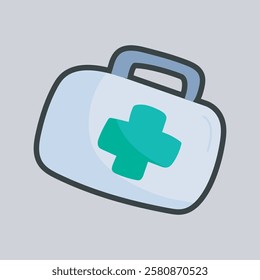 medical bag with outline flat vector design.