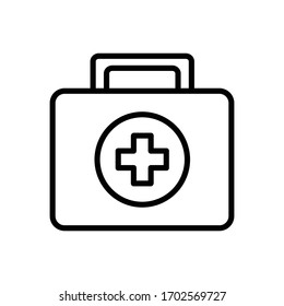 Medical bag with outline icon vector