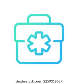 Medical bag pixel perfect gradient linear ui icon. Doctor suitcase. First aid kit. Healthcare. Line color user interface symbol. Modern style pictogram. Vector isolated outline illustration