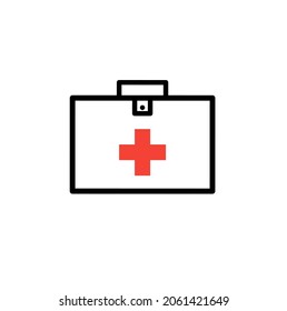 Medical bag thin line icon isolated on white background