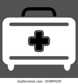 Medical Baggage vector icon. Style is bicolor flat symbol, black and white colors, rounded angles, gray background.