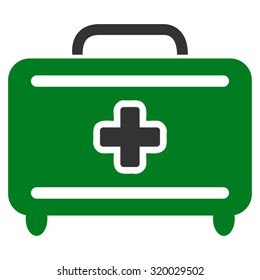 Medical Baggage vector icon. Style is bicolor flat symbol, green and gray colors, rounded angles, white background.
