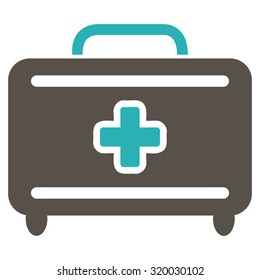 Medical Baggage vector icon. Style is bicolor flat symbol, grey and cyan colors, rounded angles, white background.