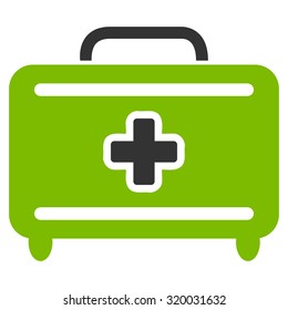 Medical Baggage vector icon. Style is bicolor flat symbol, eco green and gray colors, rounded angles, white background.