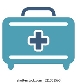 Medical Baggage vector icon. Style is bicolor flat symbol, cyan and blue colors, rounded angles, white background.